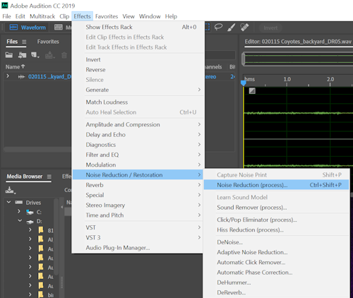 adobe audition menu